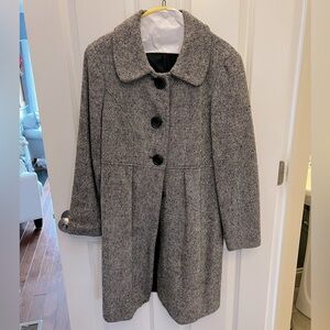 Adorable Gap Women’s Long Black & White / Gray Pea Coat, Size Small.